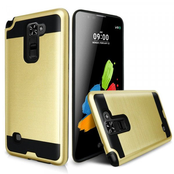 Wholesale LG Stylus 2 K520, LG G Stylo 2 LS775 Iron Shield Hybrid Case (Champagne Gold)